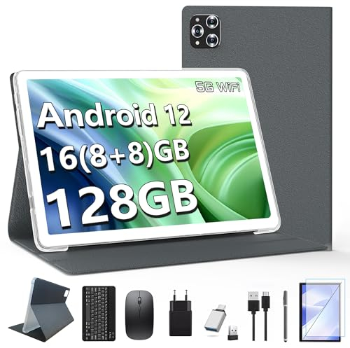 KADYBE 2025 Neueste 5G WLAN Android 13 Tablet 10 Zoll,128GB ROM (1TB TF),Octa-Core,1080LCD,GPS | Google GMS-Zertifizierung| 13 MP | 2.0GHz | 7000 mAh |Tablet mit Tastatur Maus Stift,Typ-C(Silbrig)