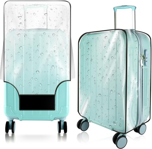 24 Zoll Kofferschutzhülle Transparent PVC Koffer Abdeckungen für Reisen | Kofferschutz Wasserdicht Kratzschutz Staubdicht, Durchsichtig Schwarze Grenze Perfekt als Kofferschutz bei Flugreisen