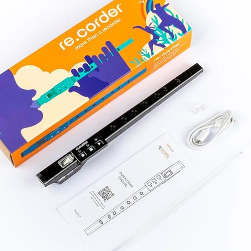 ARTinoise re.corder, flauto ibrido acustico digitale e controller MIDI wireless, App mobile 32 timbri, spartiti e esercizi su basi musicali, diteggiature personalizzabili, 4 modalità di riproduzione