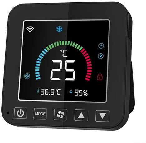 Zoegneer für Tuya WLAN-Controller zur Überwachung von Temperatur und Luftfeuchtigkeit in Klimaanlage, mit Filterreinigungstipps und Unterstützung für Adresszaun (Netzteil-Standardversion)