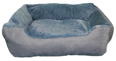 DEFACTO Hundebett, Hundekissen in Leinenoptik, Hundekorb, erhöhte Ränder, rutschfeste Unterseite (GRAU, 90L x 75B x 25H)