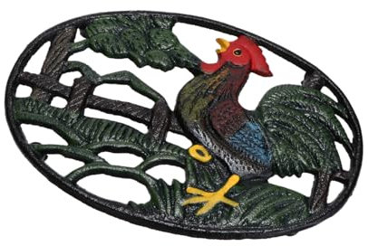 LIFKOME Iron Craft Rooster Pot Mat Heat Resistant Pad Chinese Style Kitchen Decor Cast Iron Home Accessory