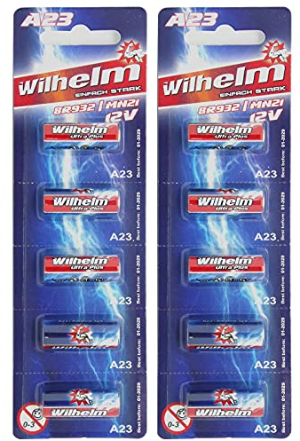 10 x Wilhelm A23 12V Wilhelm Alkaline Batterien MN21 V23GA 23A L1028 12 Volt 55 mAh