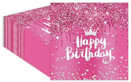 40 Stück Rot Glitzernde Diamanten Geburtstag Servietten 33x33cm Partygeschirr Servietten Papierserviette Deko für Junge Mädchen Geburtstag Party Deko