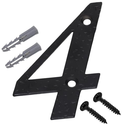 AERZETIX - C73745 - Arabische Ziffer 4 zum Anschrauben im Vintage-Stil 108x59x2 mm aus schmiedeeisen - türschild - nummer aus metall, kreativität, handwerk, dekoration, haus - farbe mattschwarz