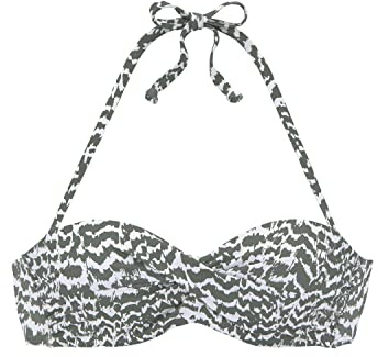 Lascana Damen Bügel-Bandeau-Bikini-Top mit Alloverprint, stäbchenverstärkt, Träger im Nacken zu binden, trageangenehm, für einen stilvollen Auftritt am Strand
