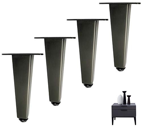 EUTYRG Pieds en métal pour Meuble réglables en Acier Inoxydable, Pieds de Table de Cuisine, Pieds de canapé de Remplacement, Support en Tube carré (Noir 7 cm)