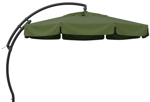 Sun Garden Easy Sun TM Ampelschirm 350 cm | rund | Aluminium Anthrazit | 100% Olefin (ca. 190 g/m²) | 360° drehbar | Öffnung mit Kurbel | Bezug in Gruen B080