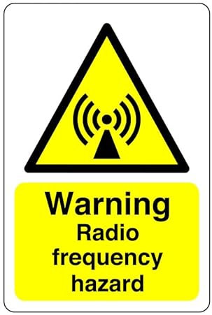 Warnschild für Radiofrequenz: selbstklebender Aufkleber mit hoher Klebekraft (150 mm x 100 mm), Sichtabstand innerhalb von 3 m.
