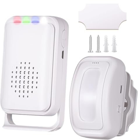 Alarma con Detector de Movimiento, Timbre de Tienda, Timbre inalámbrico con 22 melodías Sistema de Alarma por Infrarrojos para caravanas, Casas, garajes, 1 Sensor y 1 Receptor