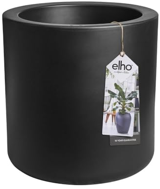 elho Pure Cilinder Wheels 50 - Maceta para interior y exterior (plástico reciclado, diámetro 49,5 x altura 50 cm), color negro y negro