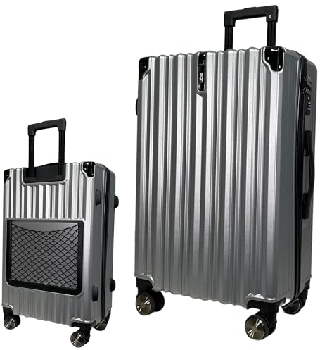 SIGN Hartschalenkoffer ReisetascheTrolley ABS Reisekoffer 360° Doppelrollen Zahlenschloss Modernes Design (Beautycase-Handgepäck-Mittel-Groß-Set) (Silber, Großer Koffer (75cm))