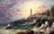 IGHSNZUH Adult Jigsaw Puzzle 1000 Pieces, Thomas Kinkade Coast Lighthouse Wooden Jigsaw Puzzle, Very Good Puzzle Game Jigsaw