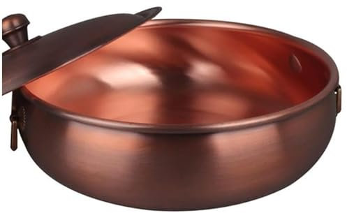 Olla for cocinar, olla caliente de cobre retro engrosada, for cocina de inducción, olla for sopa de cobre a gas, olla manual de cobre puro, olla de cobre, ollas for cocinar, sartén antiadherente(18CM