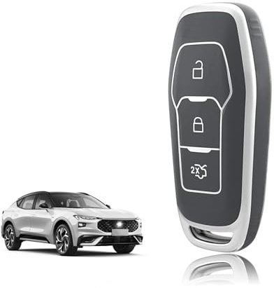TOOMUME Schlüsselhülle TPU, Autoschlüssel Hülle Passt für Ford Mondeo Fiesta Focus Kuga Ka Mustang Galaxy Explorer Fusion Edge Ecosport S-Max, Schlüsselcover Schutz Schlüsselgehäuse - Smart Key