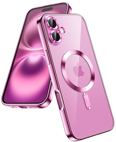 JETech Soft Clear Case for iPhone 16 6.1-Inch, Camera Lens Full Protection, Compatible with MagSafe Wireless Charging, Shockproof Electroplated TPU Phone Cover (Pink)