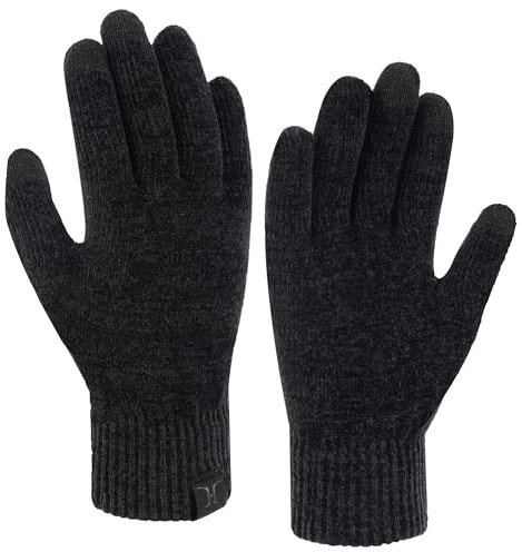 Bequemer Laden Winter Warm Damen Handschuhe Chenille Touchscreen Winterhandschuhe Strickhandschuhe mit Elastisch Manschette Frauen Geschenk, Schwarz