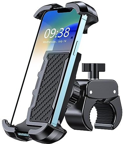 Rolgno Universal Bicycle Phone Holder - 360° Adjustable with Secure Lock Design, Easy Installation, Non-Slip and Shockproof, Compatible with 4.7-6.8 Inch Phones