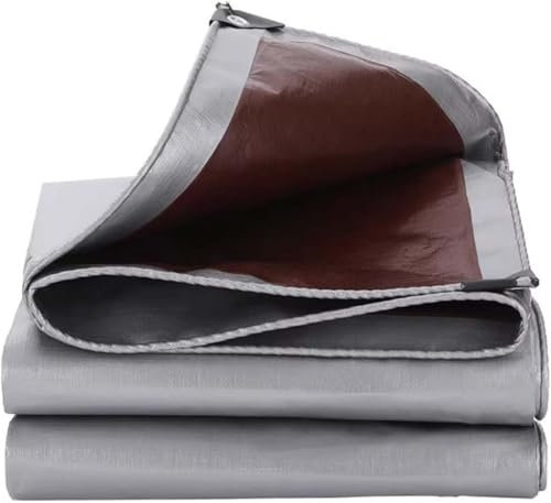 Abio Lona de protección para tienda de campaña, 4 x 5 m, color gris y marrón, 210 g/m², impermeable, con ojales, lona de protección, lona para tienda, jardín, madera, muebles de jardín, camping, gris