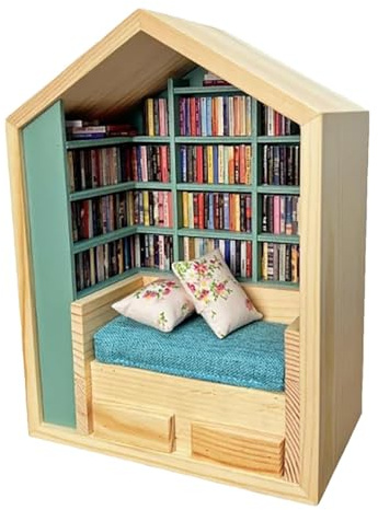 Holzhaus-Kit, Miniatur-Puppen-Haus-Kit,Booknook Kit für Erwachsene | Handgemachte kleine Welt aus Holz, kreative Handwerkskunst, kleine Buchhandlung, Holzdekoration für das Schlafzimmer im Wohnzimmer