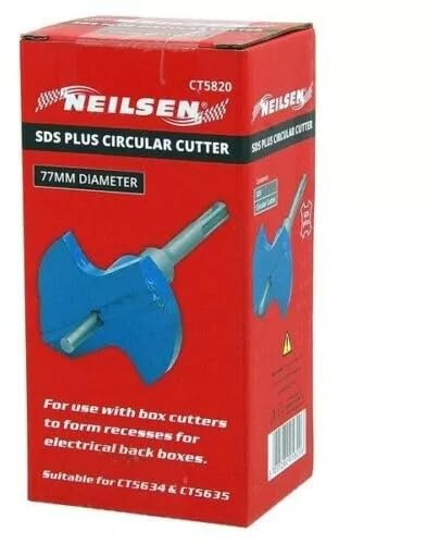 TCT SDS Plus Electricians Box Cutter – Single, Double Socket & Circular Back Box Cutter Square Circular Rectangle for Masonry (Circular 77 mm)