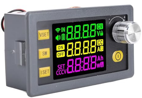 Regulador de Voltaje Ajustable, Entrada de 12-72 V, Salida de 0-65 V, Fuente de alimentación regulada de CC con Voltaje de Entrada y Salida, Corriente y Pantalla de Potencia