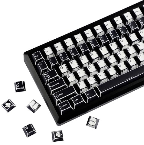 YMDK Retro Black White Manga Theme Keycaps Anime Comic Full Set 141 Keys Creative Interesting Homemade Custom Keycap PBT Dye Sub Cherry Profile Key Caps for MX Mechanical Keyboard