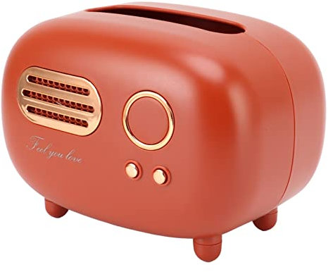 Scatola Radio Vintage Scatola di Tessuto Premium retrò Organizzatore di Tessuto Toilette per Soggiorno in Camera da Letto con Ampio Apertura e Piedi Non Fluit (Rosso grande)