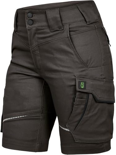 Leibwächter – Arbeitsshorts Damen Flex LINE Anthrazit-schwarz – Größe 44 – Robuste Cargo Hose mit Taschen – Handwerker Shorts – Berufsbekleidung – Multifunktionshose mit Reflektoren