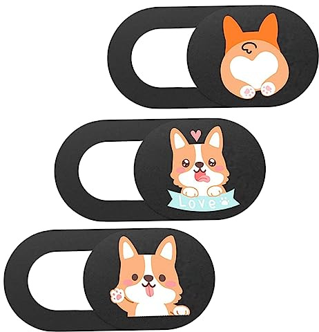 VILLCASE 3stücke Kamera-Abdeckung Mit Schiebemechanismus Für Webcam Sichtschutz Für Laptops Und Computer Hund-Muster Einfach Anbringen Und Entfernen
