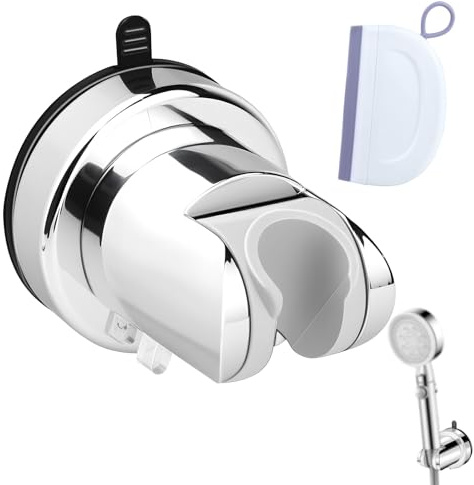 GZLCEU Supporto Doccia Ventosa, Regolabile ABS Supporto da Muro a Ventosa | Argento con Ventosa e 1 Raschietto per Casa, Hotel, Bagno, Doccia70×80×47mm