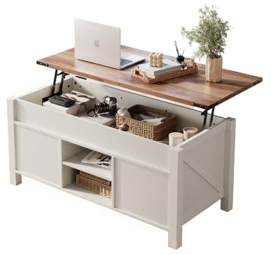 AetherWood Couchtisch mit Stauraum Wohnzimmertisch Sofatisch, Coffee Tables for Living Room Truhe Tisch Aus Für Wohnzimmer Sofa Büro mit Stauraum 47 In 22 Zoll bis 150 Lb Landhaus