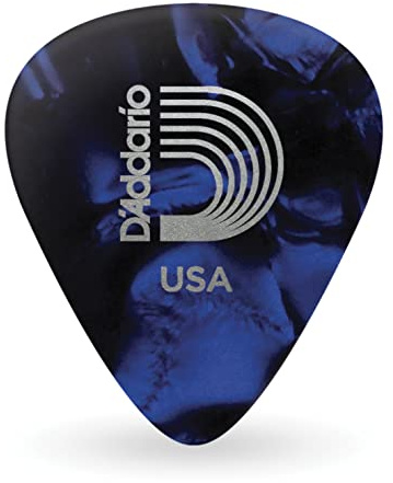 D'Addario Plektrum - Plektren Gitarre - Pearl Celluloid Guitar Picks - Gitarren Plektrum - 1CBUP7-10 - Blue, Extra Heavy - 10-Stück