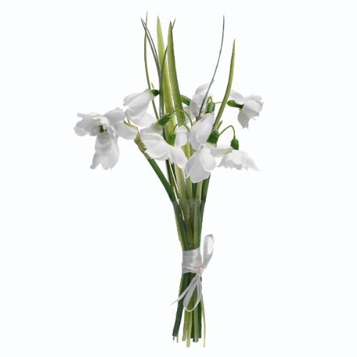 FloristryWarehouse Künstliche Schneeglöckchen aus Seide, 5 Stiele mit Satinband, 23 cm