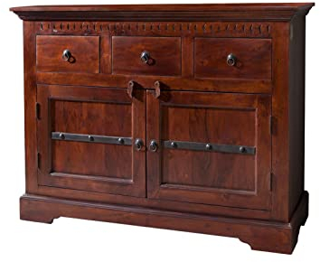 MASSIVMOEBEL24.DE Oxford Kommode Akazie 120x40x90, Farbe:Dunkelbraun lackiert, Größe:120x40x90 cm (BxTxH)