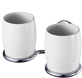 HACEKA allure Doppelbecherhalter, verchromt, weißes Porzellan, 1126175