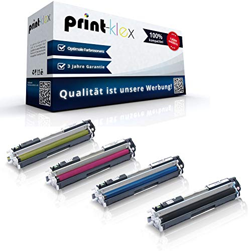 4X Print-Klex Tonerkartuschen kompatibel mit HP Color Laserjet Pro CP1000Series CP1020Series CP1021 CP1022 CP1023 CP1025 CP1025nw CP1026nw CP1027nm CP1028nw CE310 CE311 CE312 CE313 - Büro Line Serie