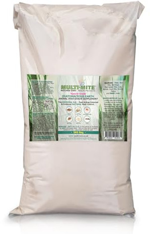 Multi-Mite 5KG DIATOMACEOUS EARTH Feed Grade DE Special Grade - 100% Natural - Red Mite Fleas & All Animal Lice Control Powder