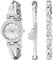 Anne Klein Women's Premium Crystal Accented Bangle Watch and Bracelet Set Silver