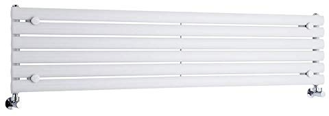 MILANO White Horizontal Single Oval Panel Radiator 354 x 1600mm