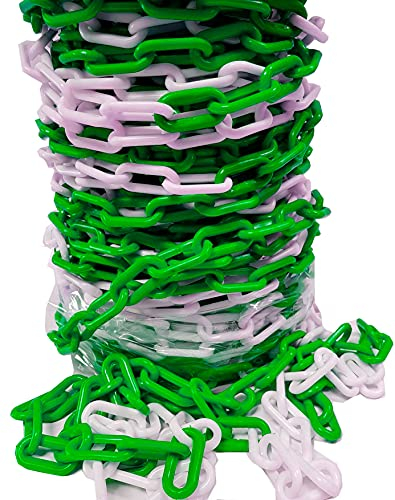 ES-Team UvV® UVKT508.0 Absperrkette, Kunststoffkette 50 Meter in verschiedenen Farben -8 mm Stärke- (grün-weiß)