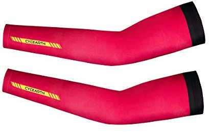 CYCEARTH Calentadores de brazos de ciclismo unisex de verano, mangas de protección UV, fundas transpirables para brazos de bicicleta (rojo, mediano)