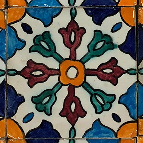 Casa Moro Marokkanische Keramikfliese Hafis 10x10 cm bunt handbemalte orientalische Fliese Kunsthandwerk aus Marokko Wandfliese für schöne Küche Dusche Badezimmer | HBF8230