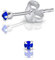 Pendientes Pequeños Mujer Plata de Ley 925 con Cristal Swarovski 2 mm - Pendientes Azul Eléctrico - Pendientes Mujer de Colores - Aretes Pequeños Plata de Ley 925