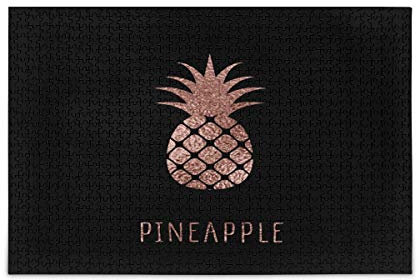 Mnsruu Rosa Rose Ananas Schwarz Puzzle Freizeit Kreative Spiele 1000 Teile für Erwachsene Kinder Geschenk