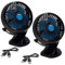 Venteo Fast Fan – Lot de 2 Mini Ventilateurs Portable Rechargeable USB à Rotation Intelligente à 360° - Batterie Lithium Longue durée - Coloris Noir et Bleu