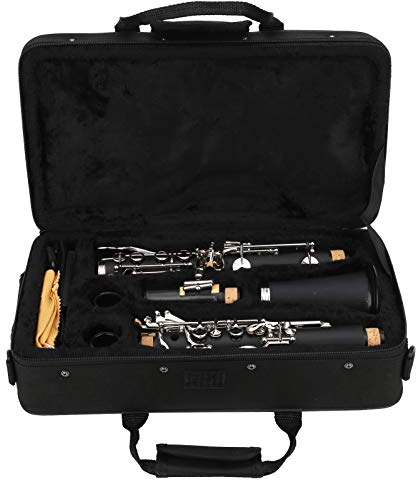 Bakelite Klarinette Bb Tune mit Reinigungstuch, Feder-Schraubendreher, 17 Tasten, Musikinstrument (schwarz)