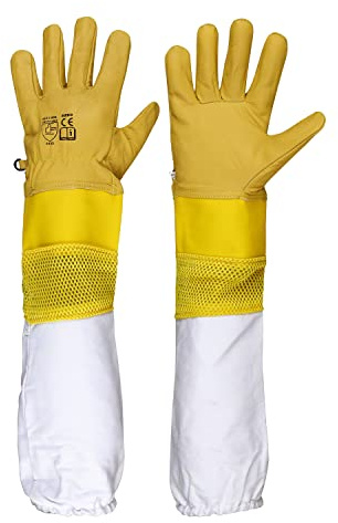 Urbansbee Guanti da Apicoltura - Guanti Lunghi Resistenti in Pelle per Apicoltura, Protezione Durevole e Comoda per Mani e Avambracci, Ideali per Apicoltori e Giardinaggio (11, 2001)