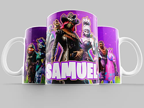 Taza personalizada con nombre muy colorida e inspirada en videojuegos, taza de cerámica calidad premium 350ml hecha a mano, regalo original y divertido