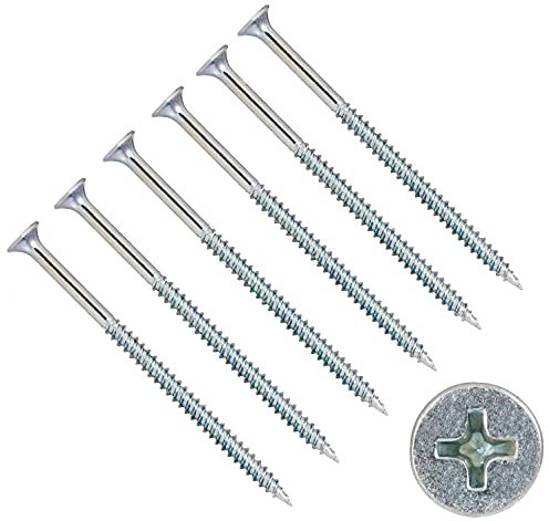 TERF® Drywall Fine Thread Sharp Point Zinc Screws 4.8 X 150mm Phillips Flat Countersunk Zinc Screws For Drywall Plasterboard Wood and other similar types Screw Size 4.8 X 150mm - Pack of 20